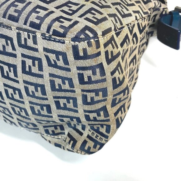 FENDI shoulder bag Mamma Baguette Zucchino Shoulder Bag Canvas/Leather Navy - Picture 2 of 14